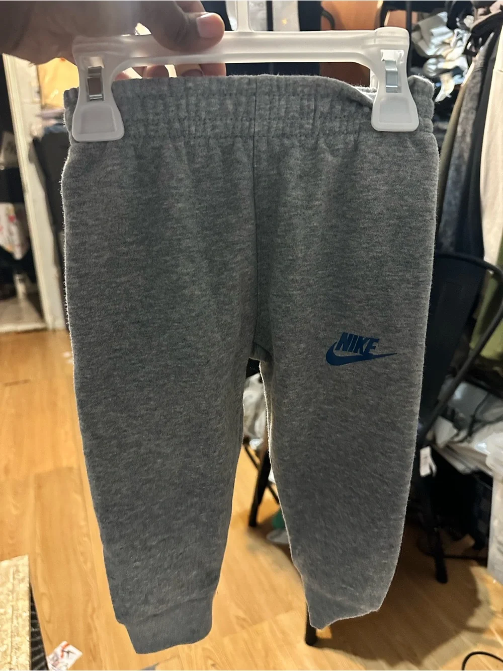 Nike Kids' Gray Hoodie with Teal Accent Logo - Picture 6 of 8